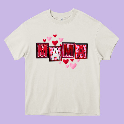 Mother's Day Mama Hearts Heavy Core Tee Designed By Fadigitalartstudio