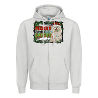 Dove Grey merry and bright pomeranian Zipper Hoodie - RanaPortraitStore