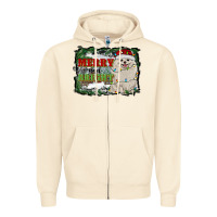 Sandshell merry and bright pomeranian Zipper Hoodie - RanaPortraitStore
