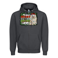 Smoke merry and bright pomeranian Zipper Hoodie - RanaPortraitStore
