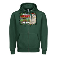 Sports Green merry and bright pomeranian Zipper Hoodie - RanaPortraitStore