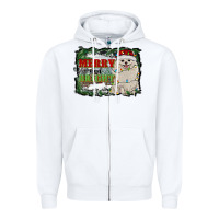 White merry and bright pomeranian Zipper Hoodie - RanaPortraitStore