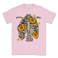 Bubblegum Pink Mardi Gras chest sunflowers skeleton Classic Tee - FaDigitalArtStudio