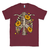 Burgundy Mardi Gras chest sunflowers skeleton Classic Tee - FaDigitalArtStudio