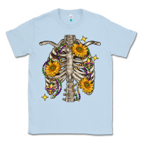 Dusty Blue Mardi Gras chest sunflowers skeleton Classic Tee - FaDigitalArtStudio