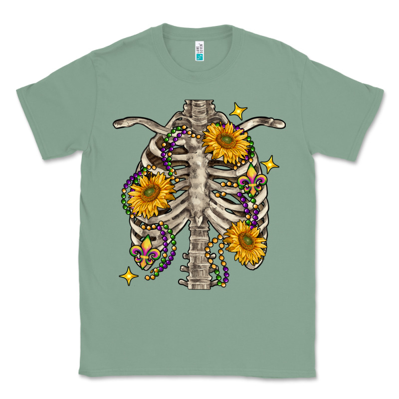Mardi Gras Chest Sunflowers Skeleton Classic Tee by FaDigitalArtStudio | Teevron