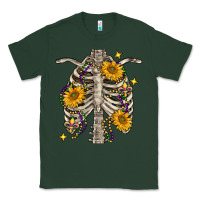 Sports Green Mardi Gras chest sunflowers skeleton Classic Tee - FaDigitalArtStudio