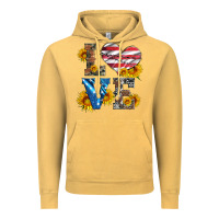 Vintage Mustard love with sunflowers and usa flag Vintage Hoodie - Artiststas