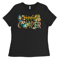 Black happy camper Ladies Tee - CowhideDigitalArt