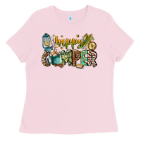 Bubblegum Pink happy camper Ladies Tee - CowhideDigitalArt