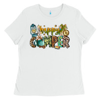 White happy camper Ladies Tee - CowhideDigitalArt