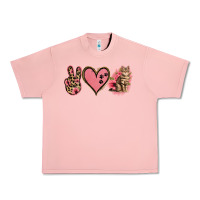 Salmon Peace Love Cats Urban Heavy Tee - Jasminsmagicworld