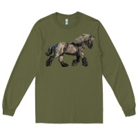 Army Green Belgian Horse Long Sleeve Tee - LillyAllenDesigns