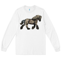 White Belgian Horse Long Sleeve Tee - LillyAllenDesigns