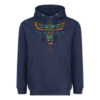 Navy aztec serape thunderbird Heavyweight Hoodie - RanaPortraitStore
