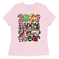 Bubblegum Pink 2023 Happy New Year Ladies Tee - CowhideDigitalArt