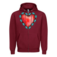 Burgundy Gemstone Red Heart Zipper Hoodie - Jasminsmagicworld