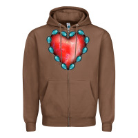 Chestnut Gemstone Red Heart Zipper Hoodie - Jasminsmagicworld