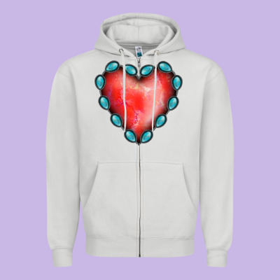 Gemstone Red Heart Zipper Hoodie Designed By Jasminsmagicworld