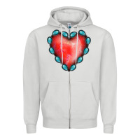 Dove Grey Gemstone Red Heart Zipper Hoodie - Jasminsmagicworld