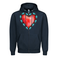 Navy Gemstone Red Heart Zipper Hoodie - Jasminsmagicworld