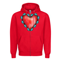 Red Gemstone Red Heart Zipper Hoodie - Jasminsmagicworld