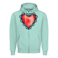 Seafoam Gemstone Red Heart Zipper Hoodie - Jasminsmagicworld