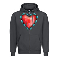 Smoke Gemstone Red Heart Zipper Hoodie - Jasminsmagicworld