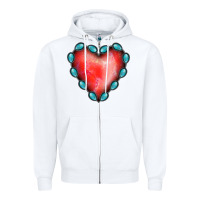 White Gemstone Red Heart Zipper Hoodie - Jasminsmagicworld