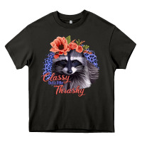 Asphalt Classy But A Little Thrashy Racoon With Flowers Heavy Core Tee - Jasminsmagicworld