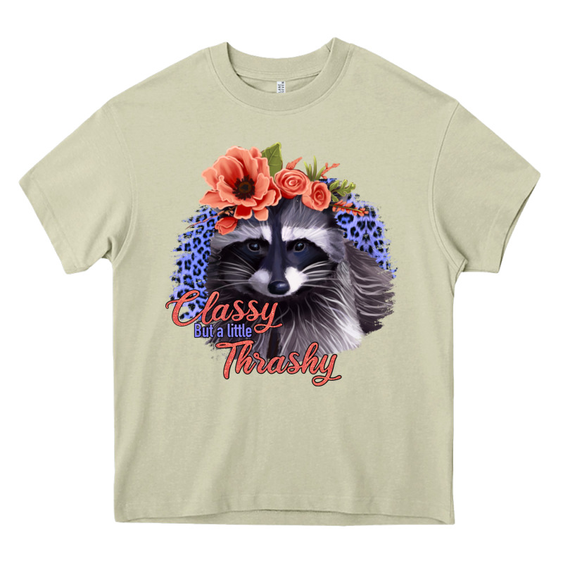 Classy But A Little Thrashy Racoon With Flowers Heavy Core Tee by Jasminsmagicworld | Teevron