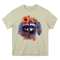 Mossy Classy But A Little Thrashy Racoon With Flowers Heavy Core Tee - Jasminsmagicworld