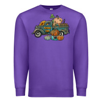 Purple western pumpkin farm truck Premium Sweatshirt - RanaPortraitStore