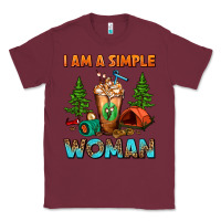 Burgundy I Am A Simple Woman Camping Frappe Classic Tee - FaDigitalArtStudio