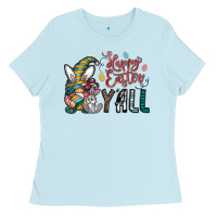 Baby Blue happy easter y all Ladies Tee - CowhideDigitalArt