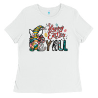 White happy easter y all Ladies Tee - CowhideDigitalArt