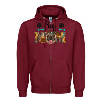 Burgundy western pug mom Zipper Hoodie - RanaPortraitStore