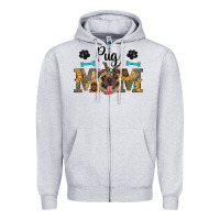 Heather Grey western pug mom Zipper Hoodie - RanaPortraitStore