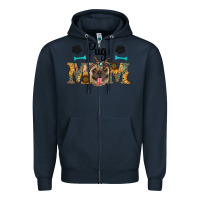 Navy western pug mom Zipper Hoodie - RanaPortraitStore