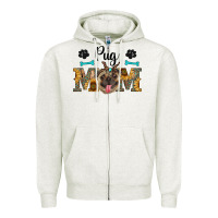 Oatmeal Heather western pug mom Zipper Hoodie - RanaPortraitStore