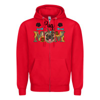 Red western pug mom Zipper Hoodie - RanaPortraitStore