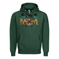 Sports Green western pug mom Zipper Hoodie - RanaPortraitStore