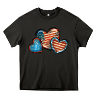 Asphalt American flag hearts 4th of july Heavy Core Tee - FaDigitalArtStudio