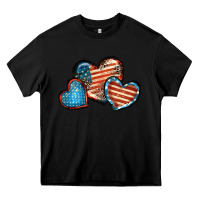 Black American flag hearts 4th of july Heavy Core Tee - FaDigitalArtStudio