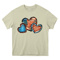 American Flag Hearts 4th Of July Heavy Core Tee | Teevron