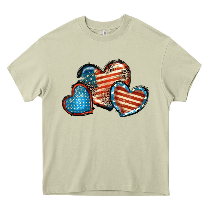 American Flag Hearts 4th Of July Heavy Core Tee by FaDigitalArtStudio | Teevron