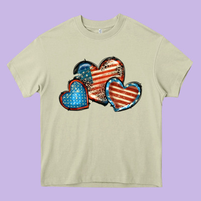 American Flag Hearts 4th Of July Heavy Core Tee Designed By Fadigitalartstudio