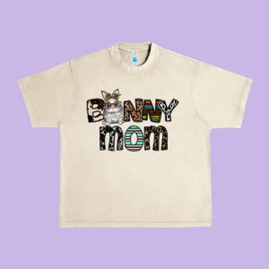 Bunny Mom Urban Heavy Tee Designed By Cowhidedigitalart