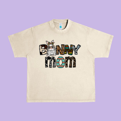 Bunny Mom Urban Heavy Tee Designed By Cowhidedigitalart