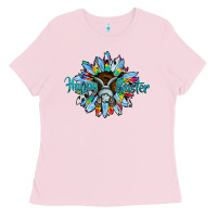 Bubblegum Pink happy easter sunflower Ladies Tee - CowhideDigitalArt